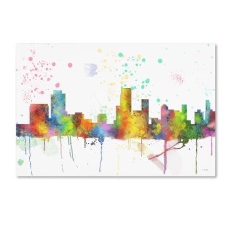 Trademark Fine Art Marlene Watson 'Newark New Jersey Skyline Mclr-1' Canvas Art, 30x47 MW0239-C3047GG